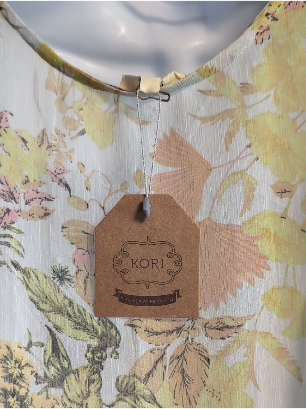 Kori Sheer Floral Duster/ Swim Coverup in Yellow & Pink - Picture 9 of 9